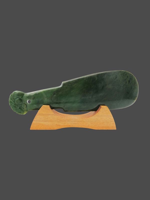 Moko Pounamu Mere Sculpture NZ Genuine Kawakawa Pounamu - Nokomai