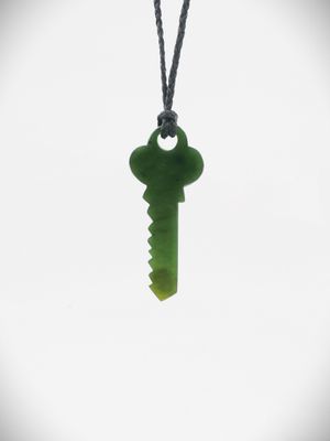 Moko Pounamu Key Genuine NZ Kawakawa Greenstone - Kokapu