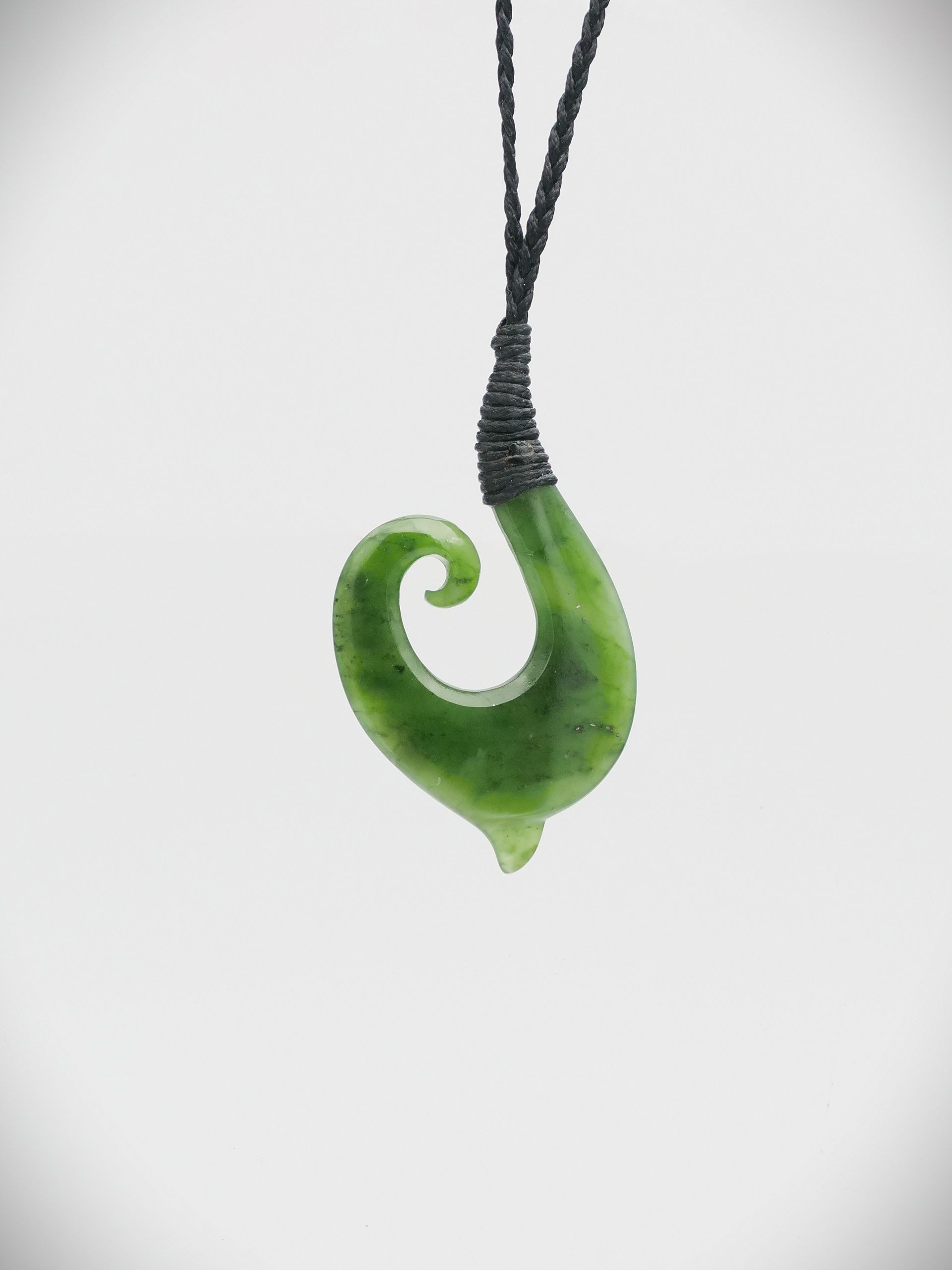 Moko Pounamu Hei Matau (Hook) NZ Genuine Kahurangi Greenstone - Kokapu