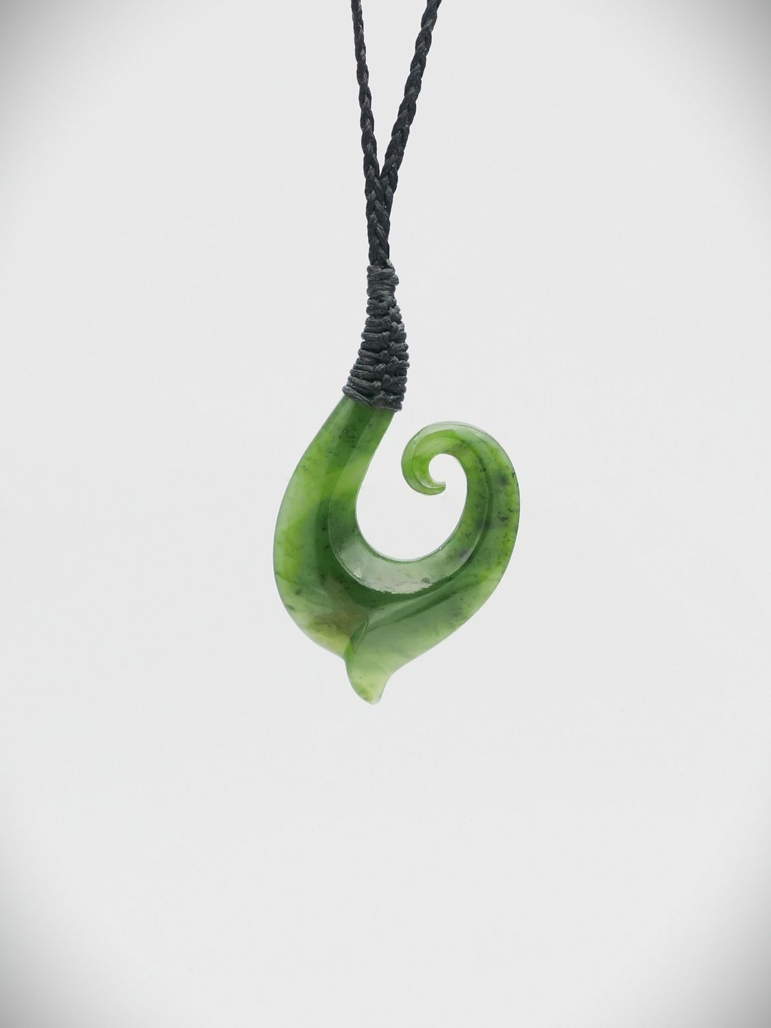 Moko Pounamu Hei Matau (Hook) NZ Genuine Kahurangi Greenstone - Kokapu
