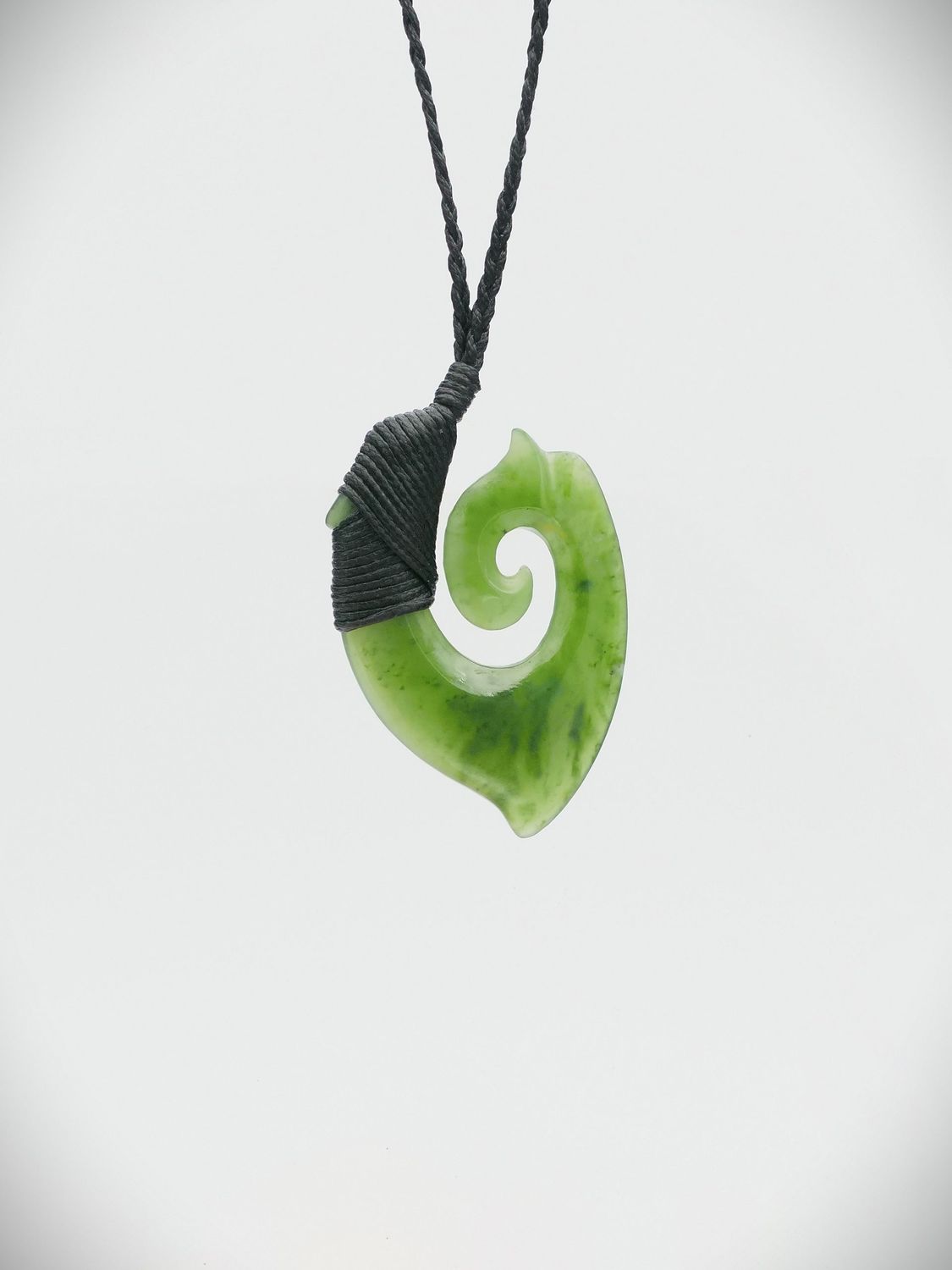 Moko Pounamu Hei Matau (Hook) NZ Genuine Kahurangi Greenstone - Waiotapu