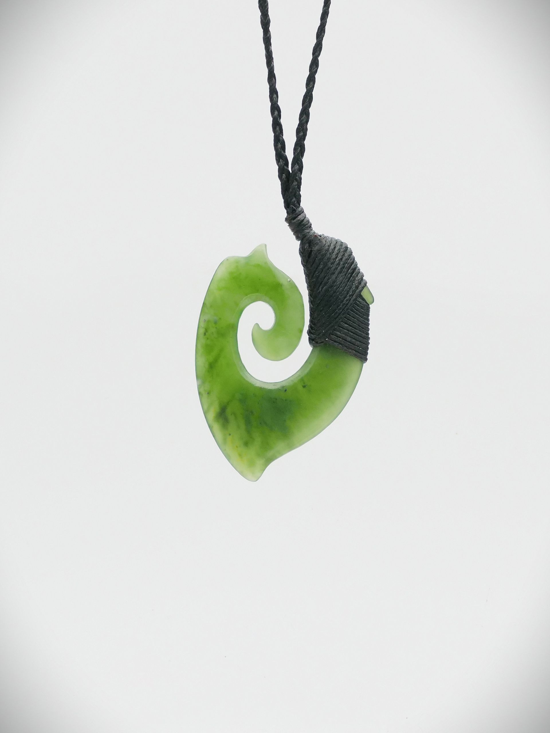Moko Pounamu Hei Matau (Hook) NZ Genuine Kahurangi Greenstone - Waiotapu