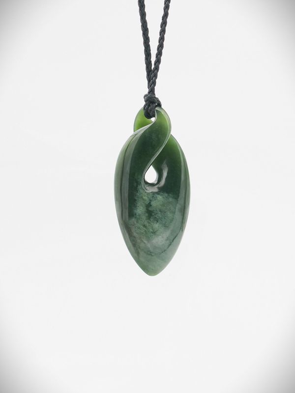 Moko Pounamu Single Pikorua (Twist) NZ Genuine Kawakawa Greenstone - Kaponga