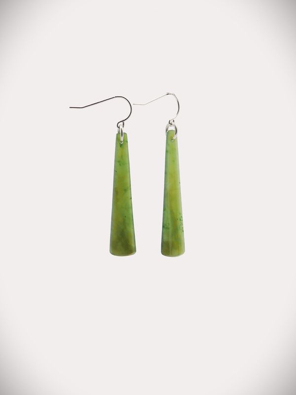 Moko Pounamu NZ Kahurangi Greenstone & Sterling Silver Earrings - Ngawi