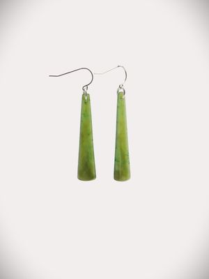 Moko Pounamu NZ Kahurangi Greenstone & Sterling Silver Earrings - Ngawi
