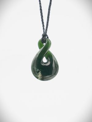 Moko Pounamu Pikorua (Twist) Genuine NZ Kawakawa Flower Greenstone - Peria