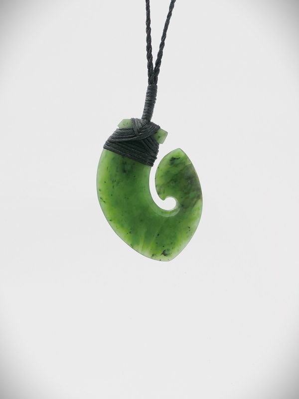 Moko Pounamu Hei Matau (Hook) NZ Genuine Hapopo Greenstone - Maraenui