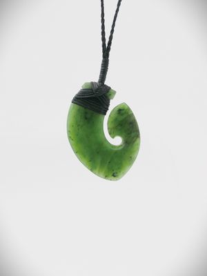 Moko Pounamu Hei Matau (Hook) NZ Genuine Hapopo Greenstone - Maraenui