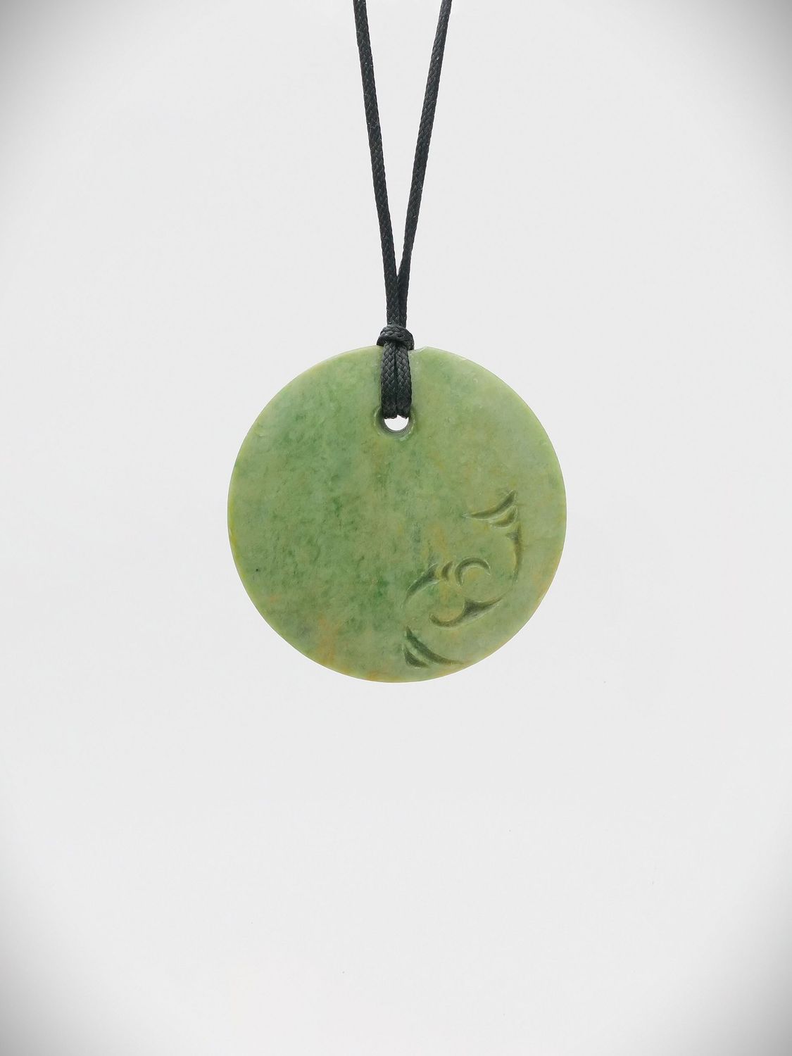 Moko Pounamu Porohita Disc NZ Genuine Raukaraka Greenstone - Puhipuhi