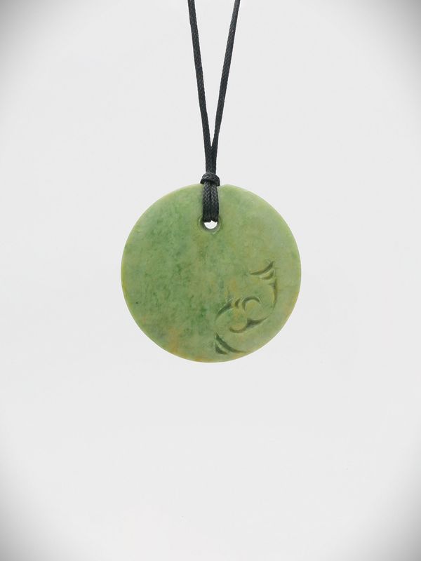 Moko Pounamu Porohita Disc NZ Genuine Raukaraka Greenstone - Puhipuhi