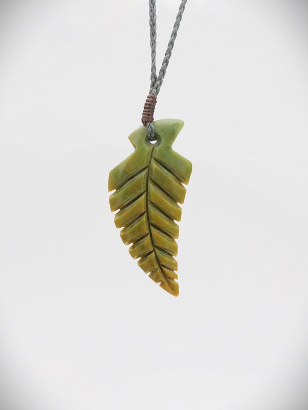 Moko Pounamu Fern Leaf, Genuine Raukaraka Greenstone
