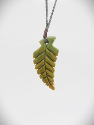 Moko Pounamu Fern Leaf, Genuine Raukaraka Greenstone