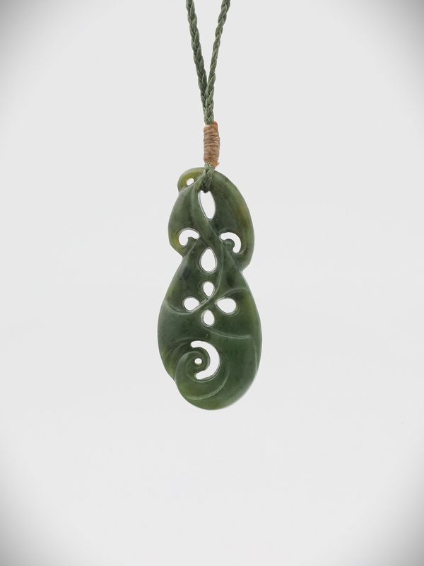 Moko Pounamu Pendant (Seaweed) NZ Genuine Kawakawa Greenstone -Reporoa