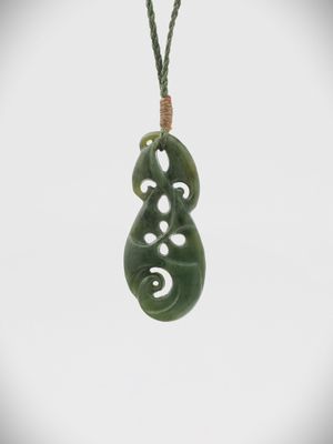 Moko Pounamu Pendant (Seaweed) NZ Genuine Kawakawa Greenstone -Reporoa