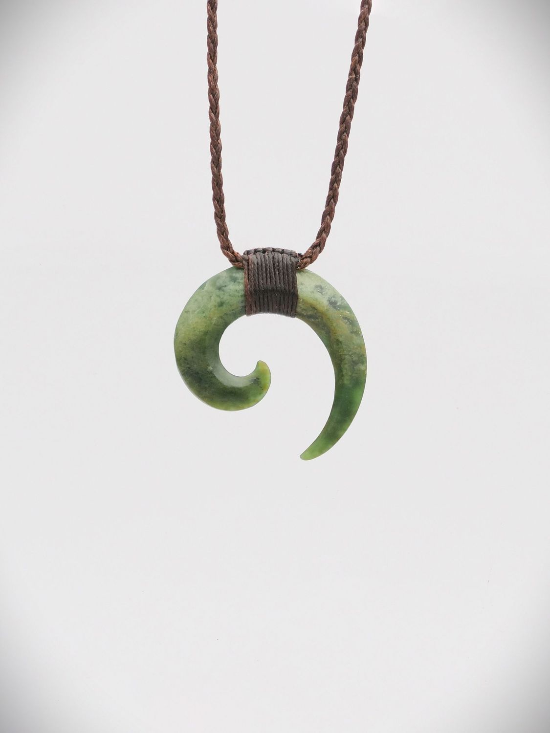 Moko Pounamu Hei Matau (Hook)NZ Genuine Kawakawa Flower Greenstone