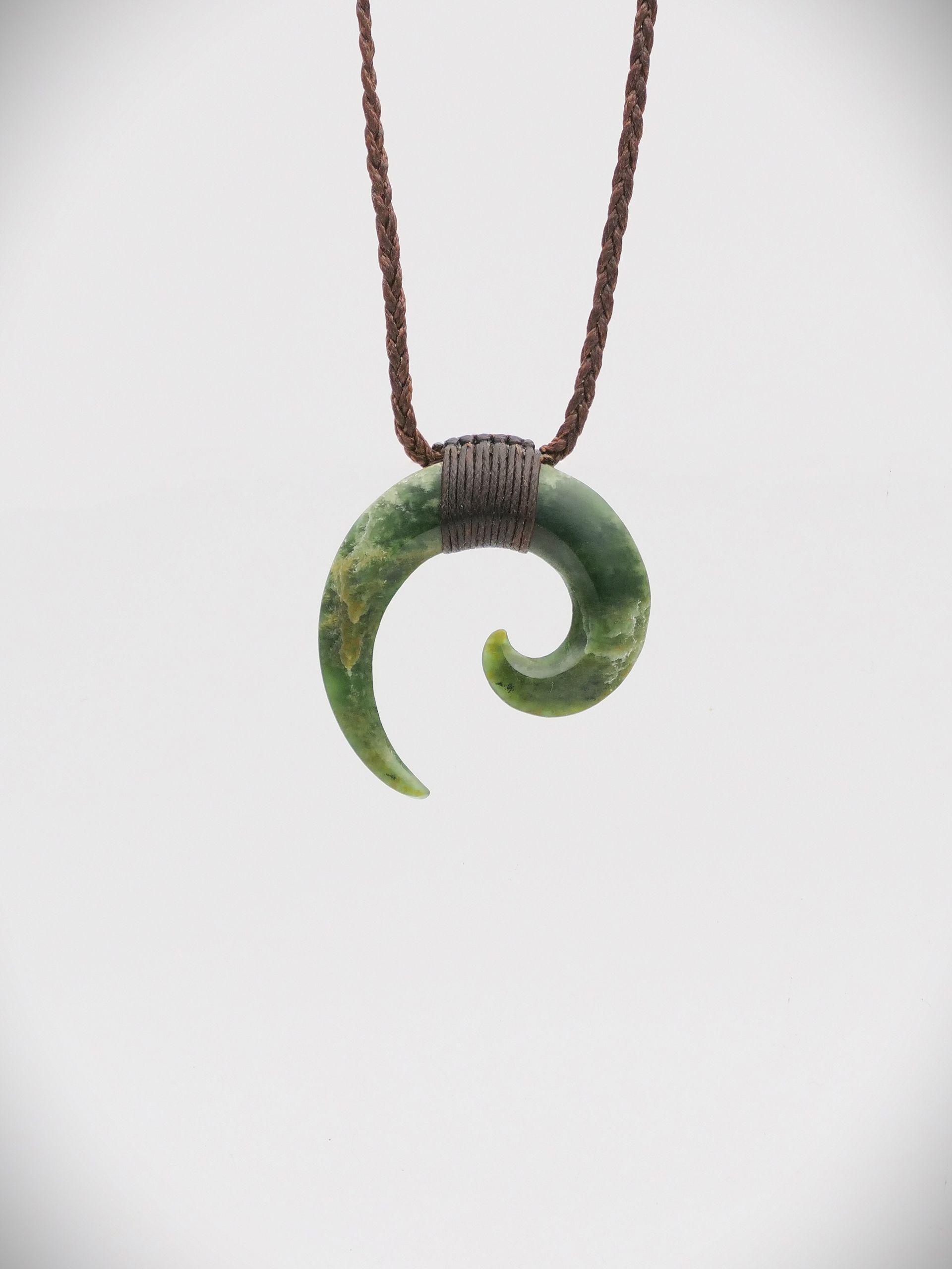 Moko Pounamu Hei Matau (Hook)NZ Genuine Kawakawa Flower Greenstone