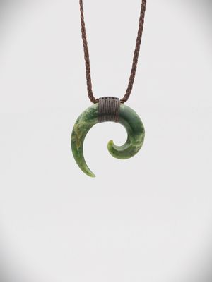 Moko Pounamu Koru NZ Genuine Kawakawa Flower Greenstone