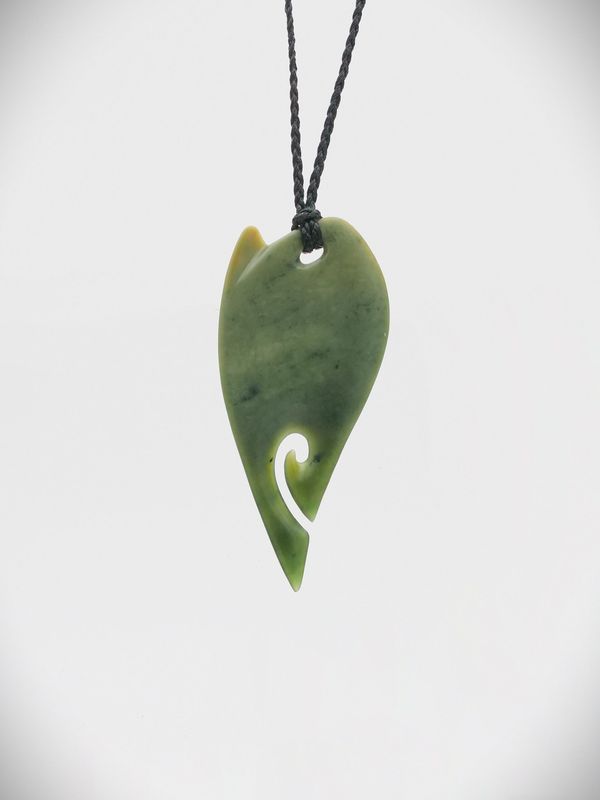 Moko Pounamu Contemporary Design NZ Genuine Kawakawa Greenstone - Tihoi