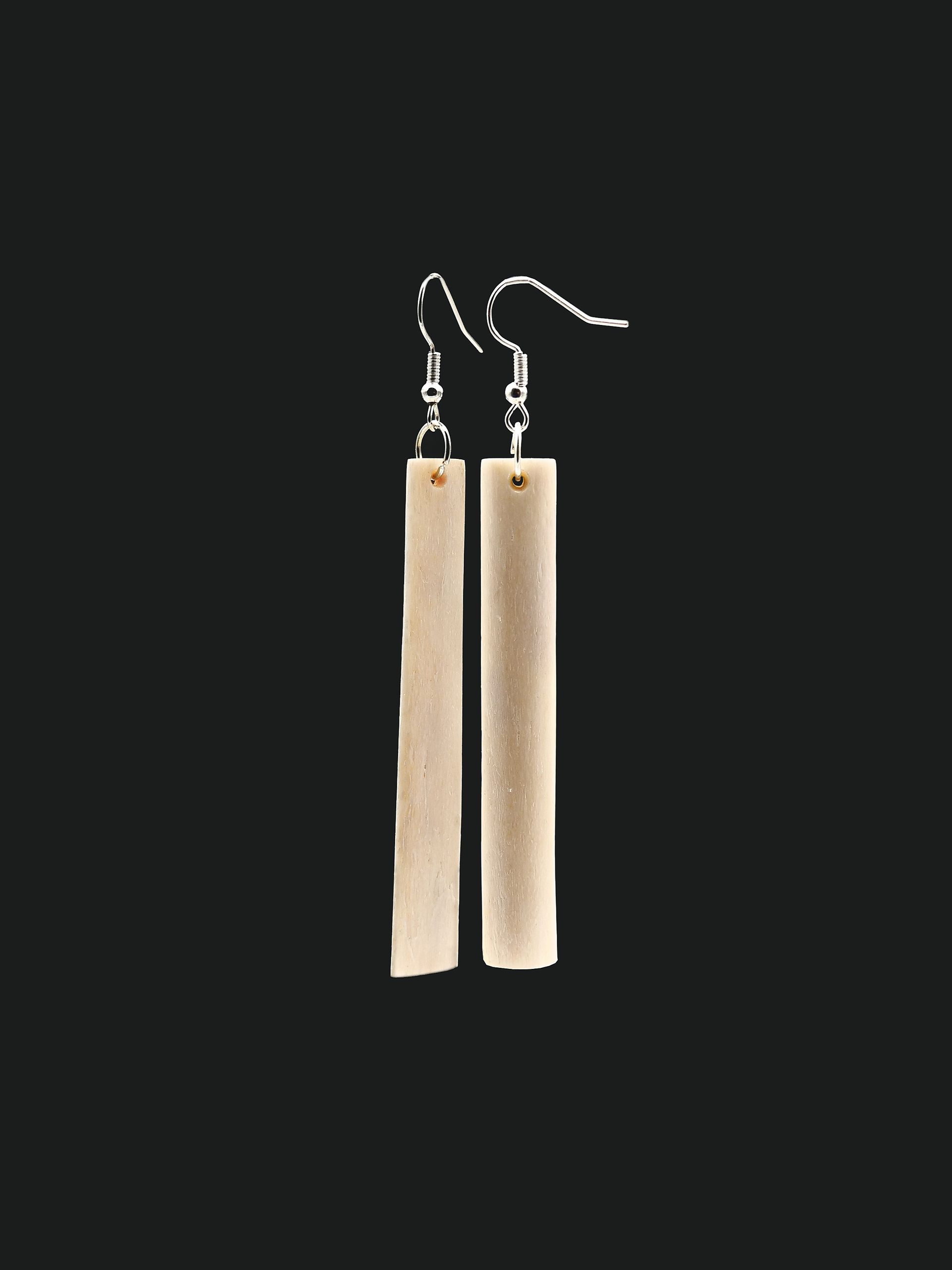 Moko Pounamu Whale Bone Sterling Silver Earrings - Hamurana