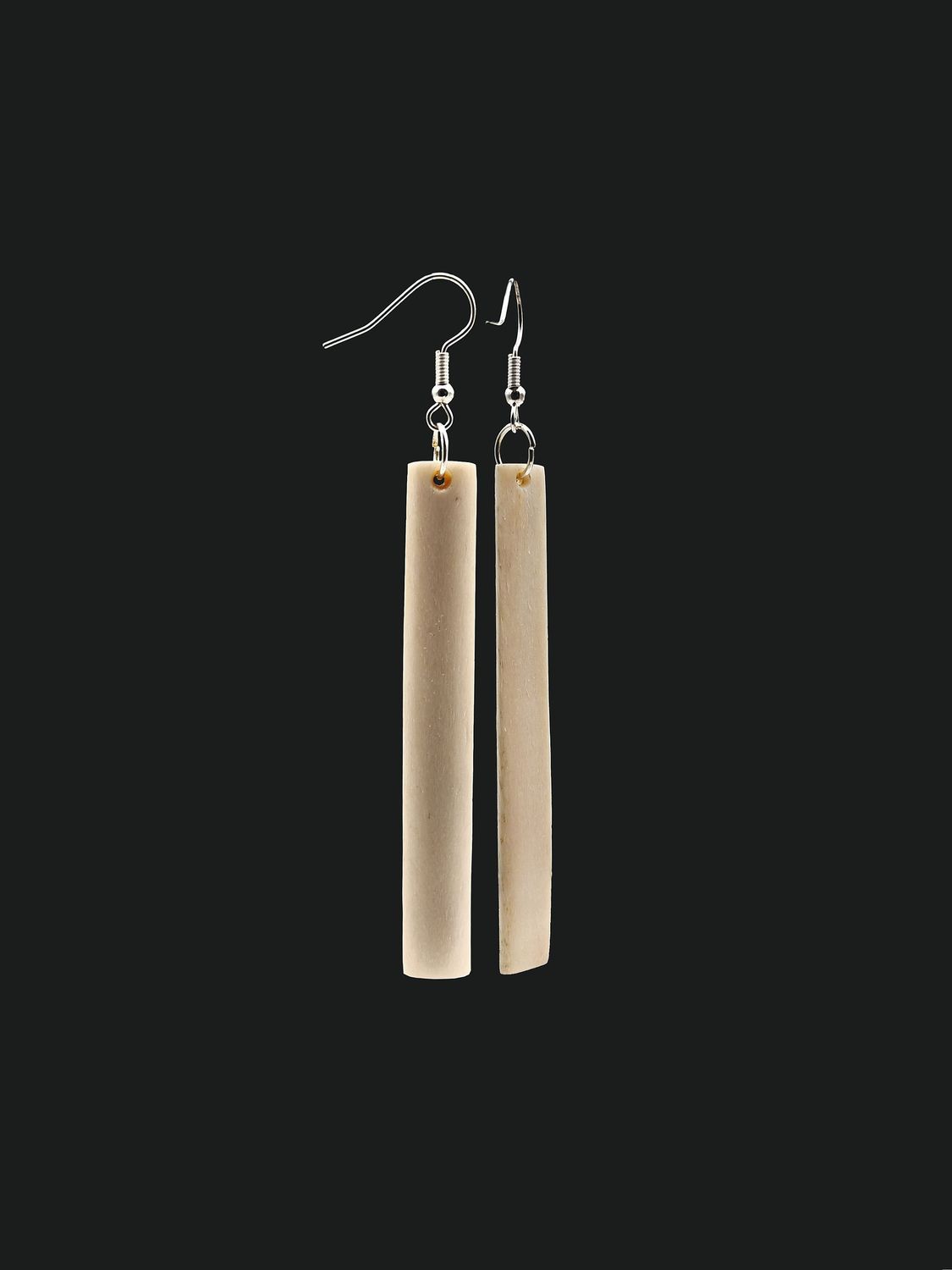 Moko Pounamu Whale Bone Sterling Silver Earrings - Kawerau