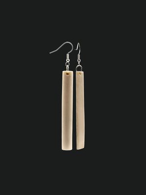 Moko Pounamu Whale Bone Sterling Silver Earrings - Kawerau