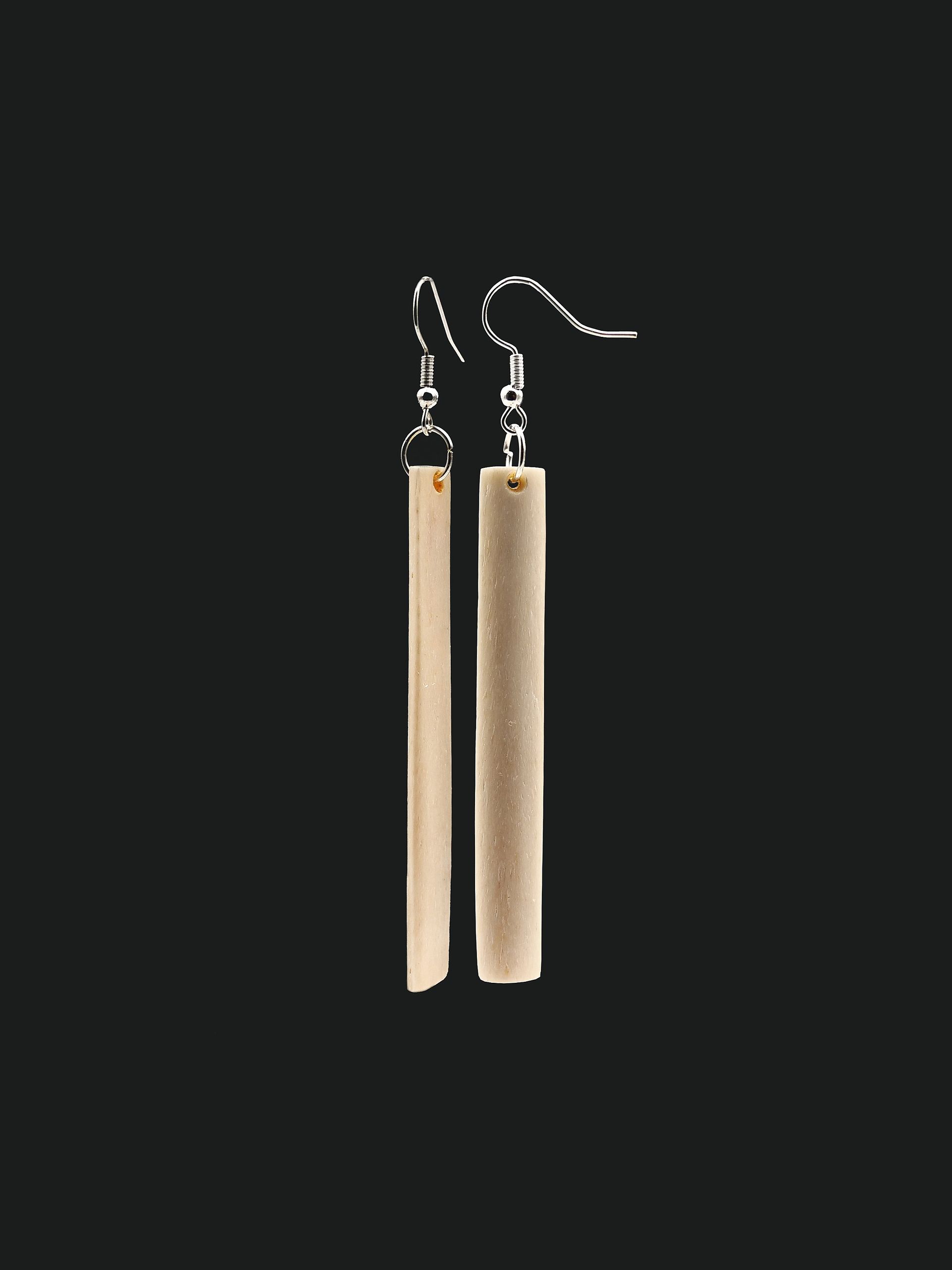 Moko Pounamu Whale Bone Sterling Silver Earrings - Kawerau