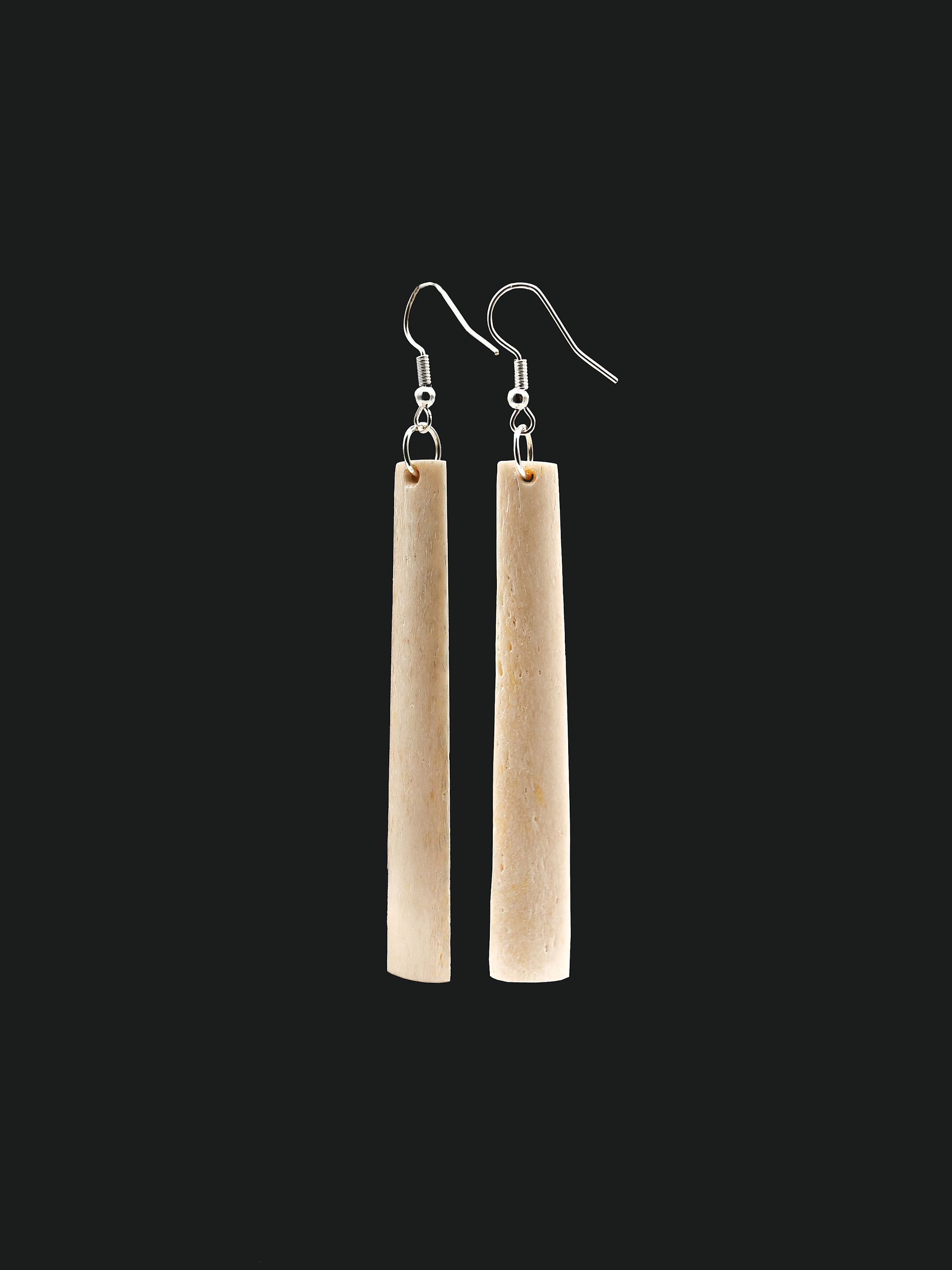 Moko Pounamu Whale Bone Sterling Silver Earrings - Kaharoa