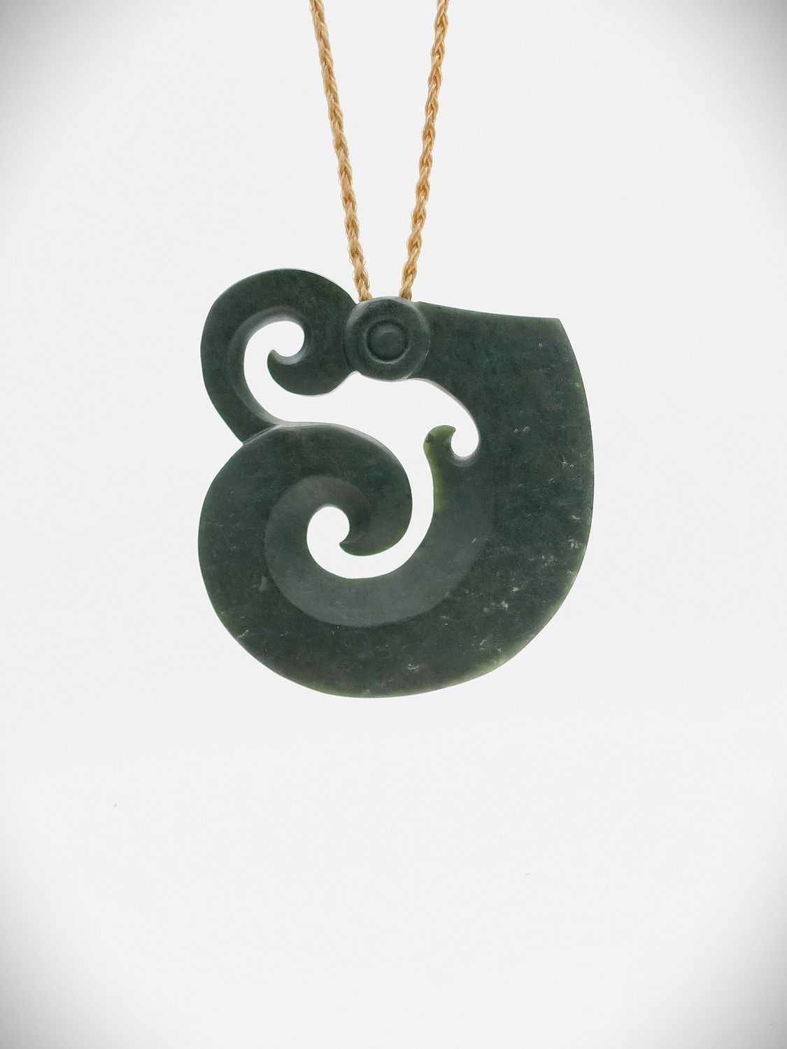 Moko Pounamu Koropepe Genuine NZ Kawakawa Greenstone - Kiwinui