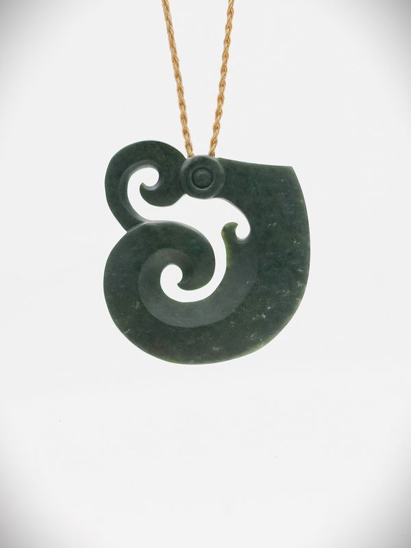 Moko Pounamu Koropepe Genuine NZ Kawakawa Greenstone - Kiwinui