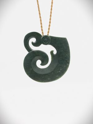 Moko Pounamu Koropepe Genuine NZ Kawakawa Greenstone - Kiwinui