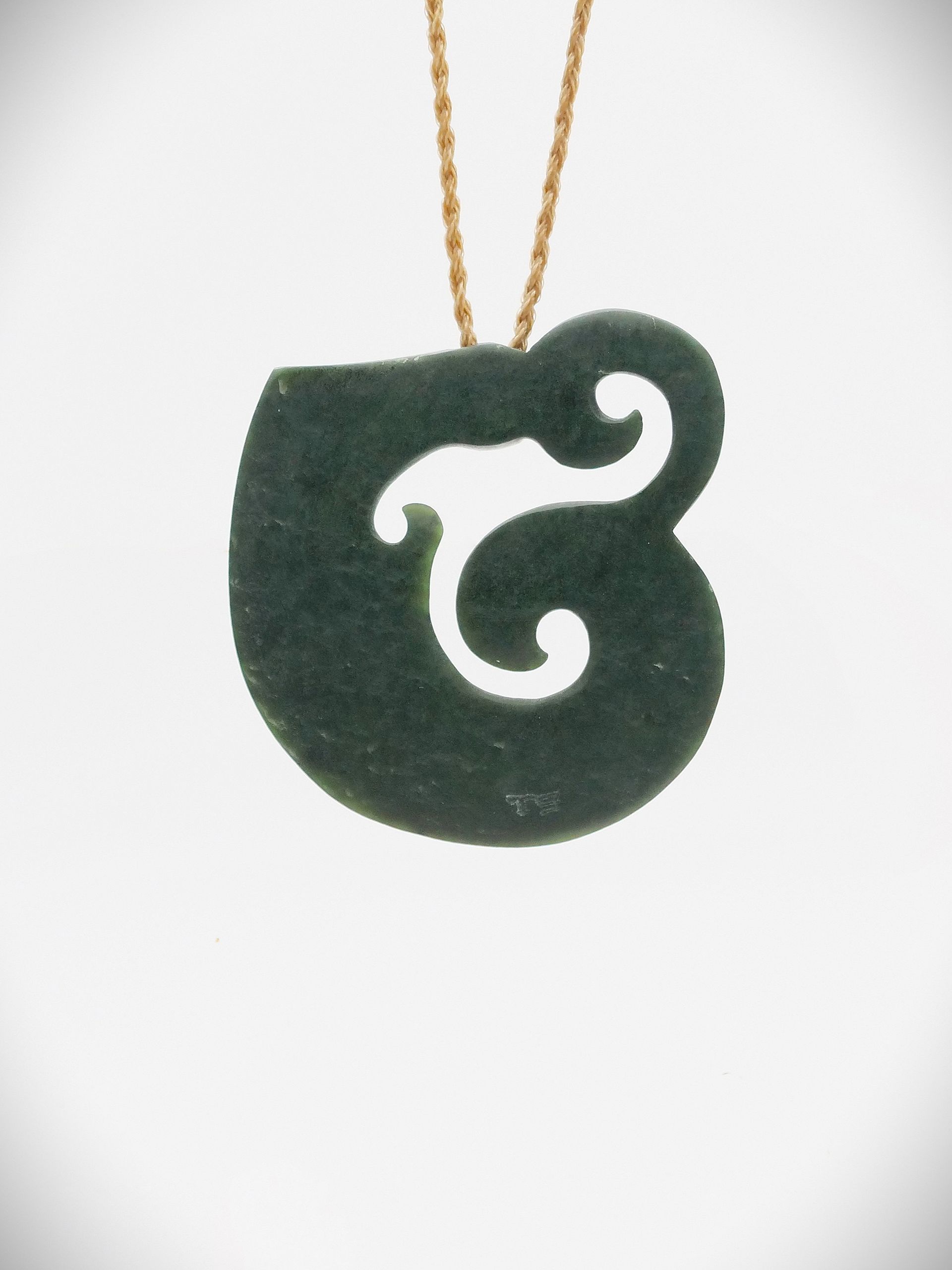 Moko Pounamu Koropepe Genuine NZ Kawakawa Greenstone - Kiwinui