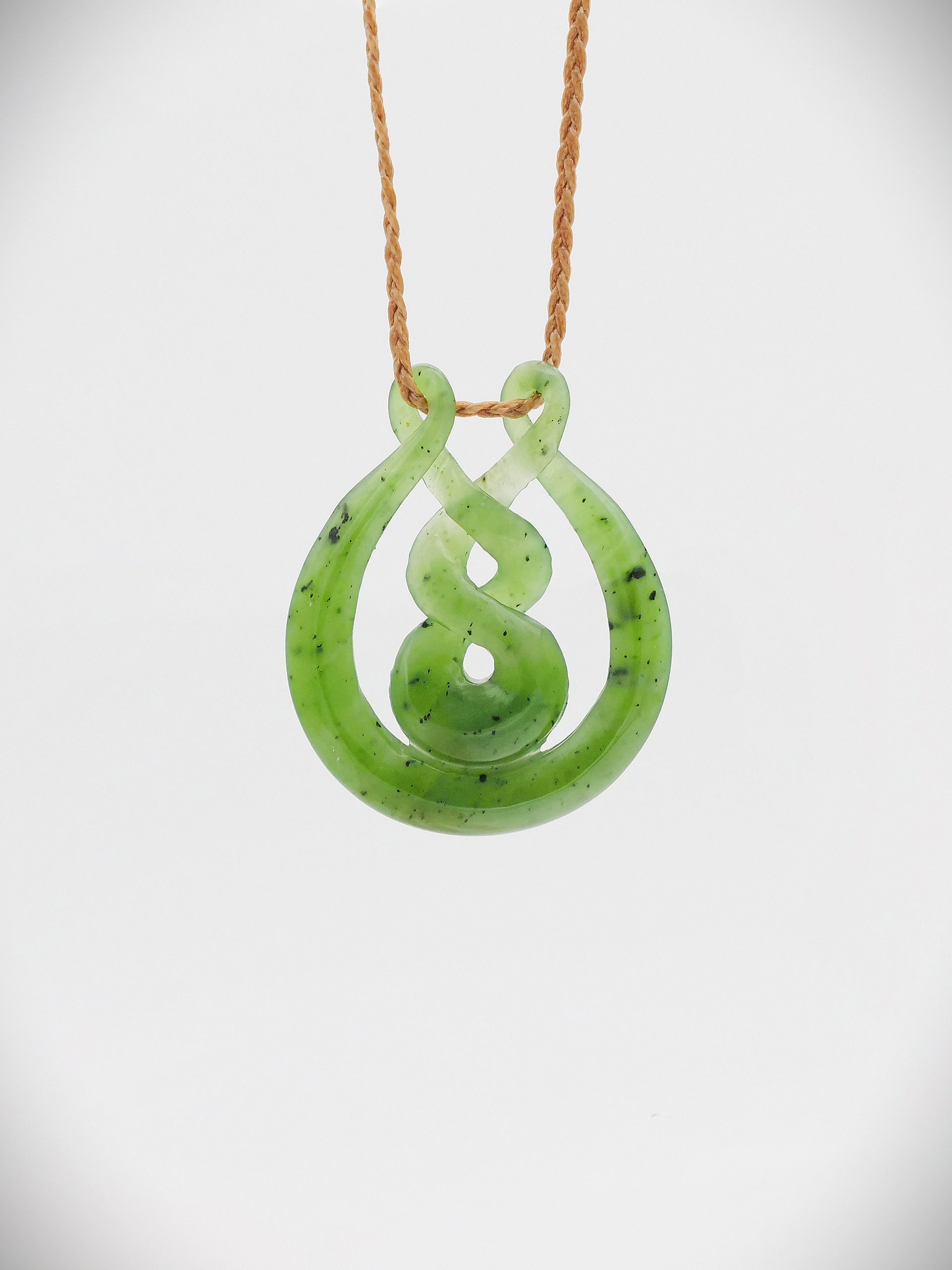 Moko Pounamu Contemporary Pikorua (Twist) NZ Genuine Kahurangi Greenstone - Rawene