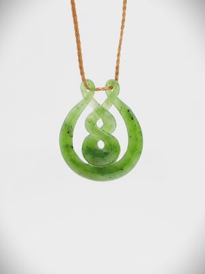 Moko Pounamu Contemporary Pikorua (Twist) NZ Genuine Kahurangi Greenstone - Rawene