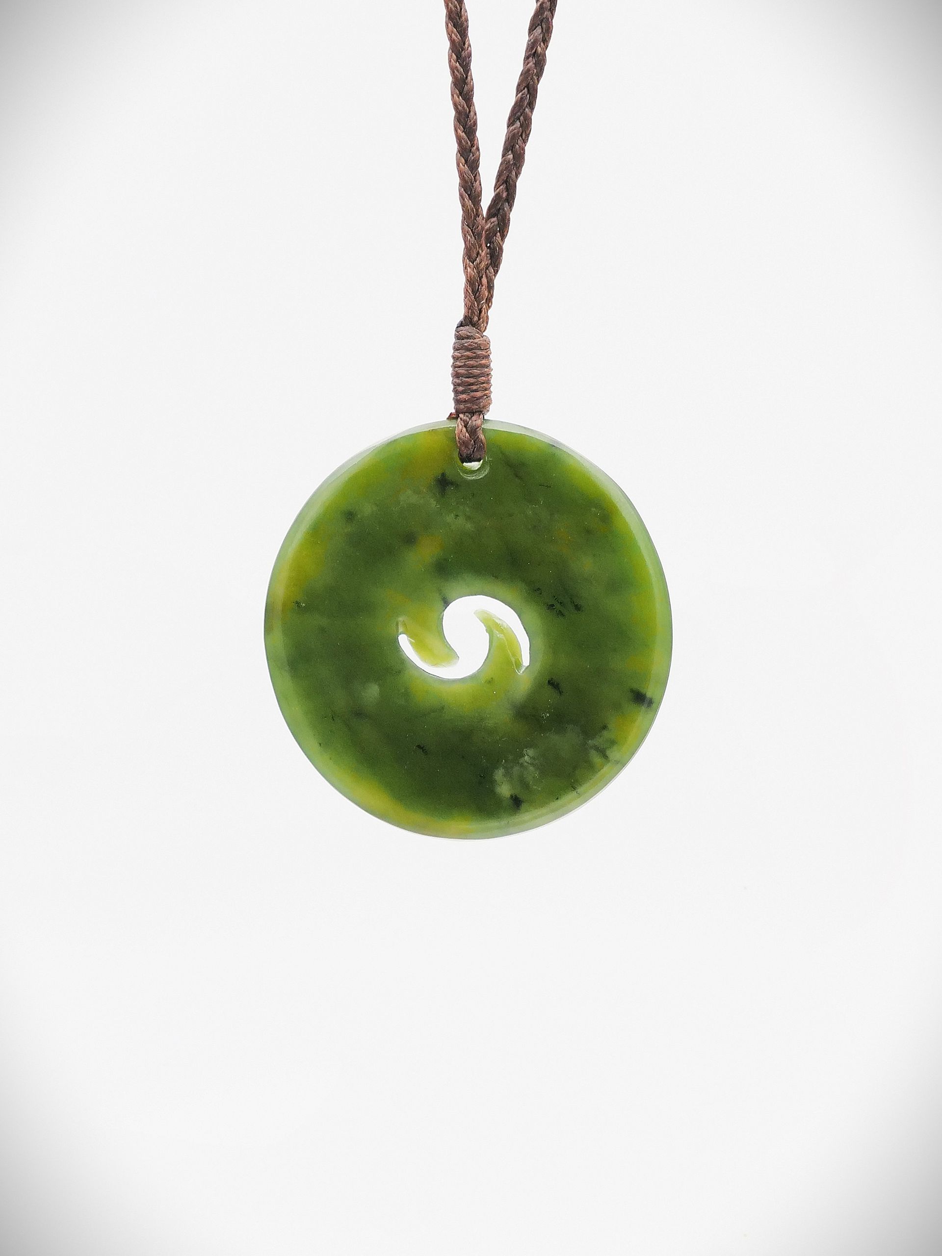 Moko Pounamu Double Koru NZ Genuine Kawakawa Greenstone - Mahora