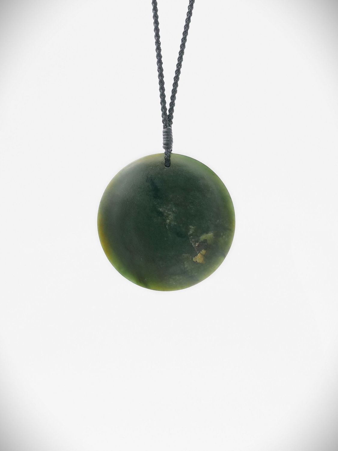 Moko Pounamu Porohita Disc NZ Genuine Kawakawa Greenstone - Pukeokahu