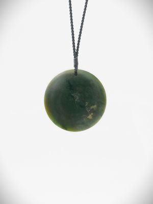 Moko Pounamu Porohita Disc NZ Genuine Kawakawa Greenstone -  Pukeokahu