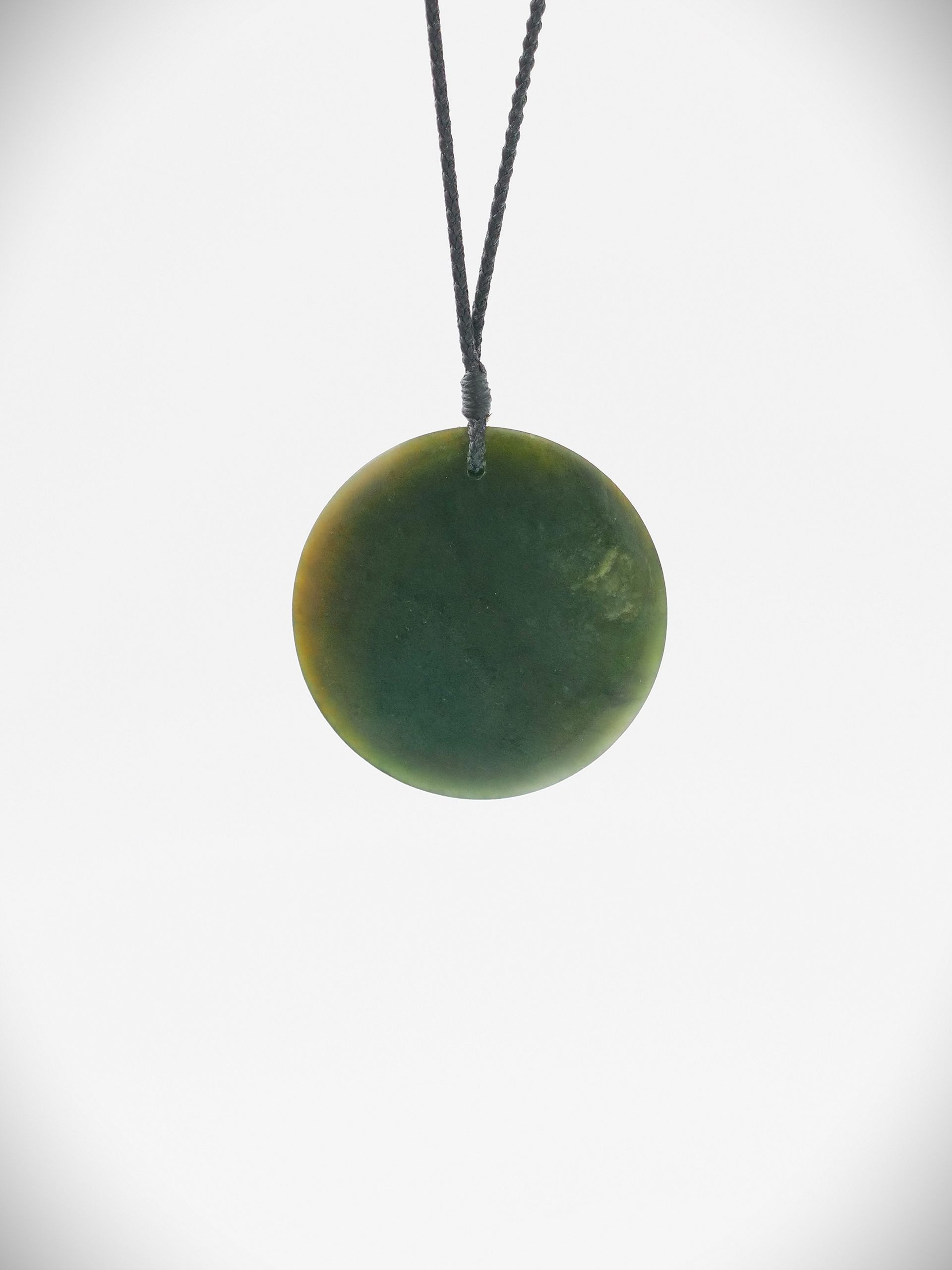 Moko Pounamu Porohita Disc NZ Genuine Kawakawa Greenstone - Pukeokahu