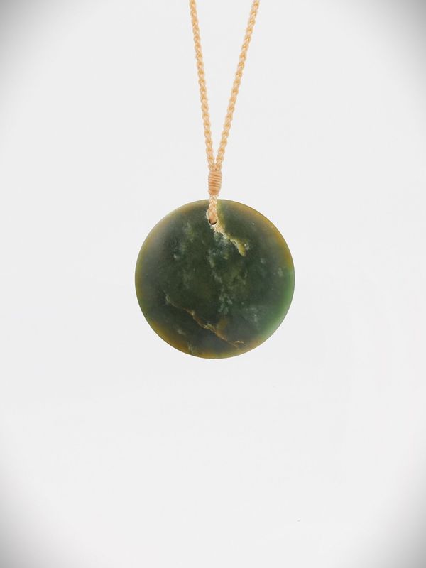 Moko Pounamu Porohita Disc NZ Genuine Raukaraka Greenstone - Hatuma
