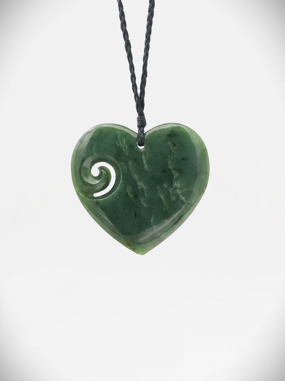 Moko Pounamu Heart Genuine NZ Kawakawa Flower Greenstone - Eketāhuna