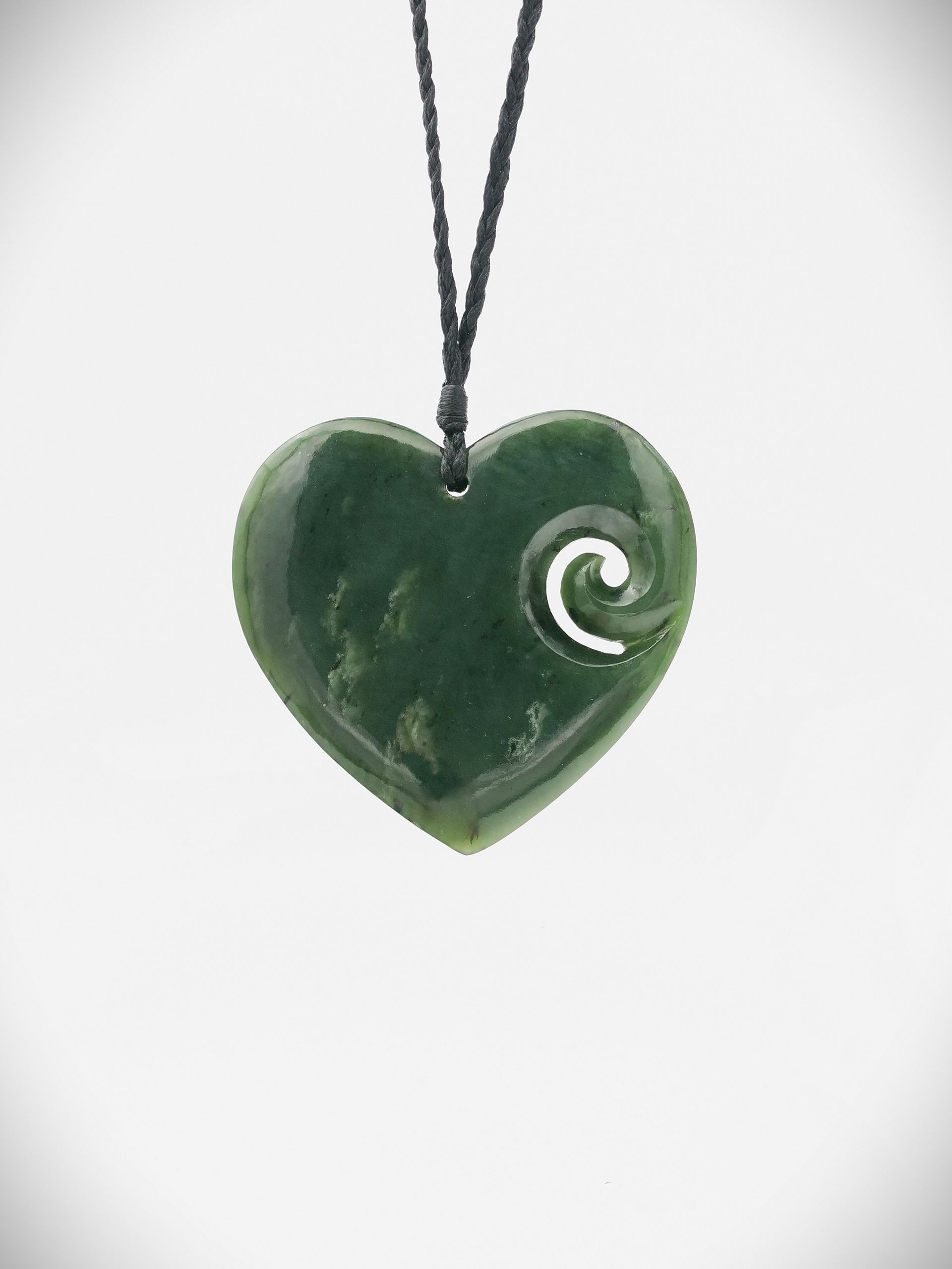 Moko Pounamu Heart Genuine NZ Kawakawa Flower Greenstone - Eketāhuna