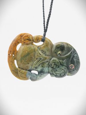 Moko Pounamu Hei Tiki NZ Genuine Raukaraka Greenstone - Te Awaiti