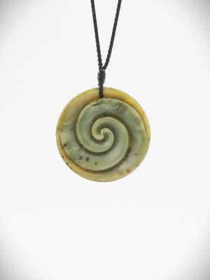 Moko Pounamu Double Koru Genuine NZ Inanga Greenstone - Te Horo