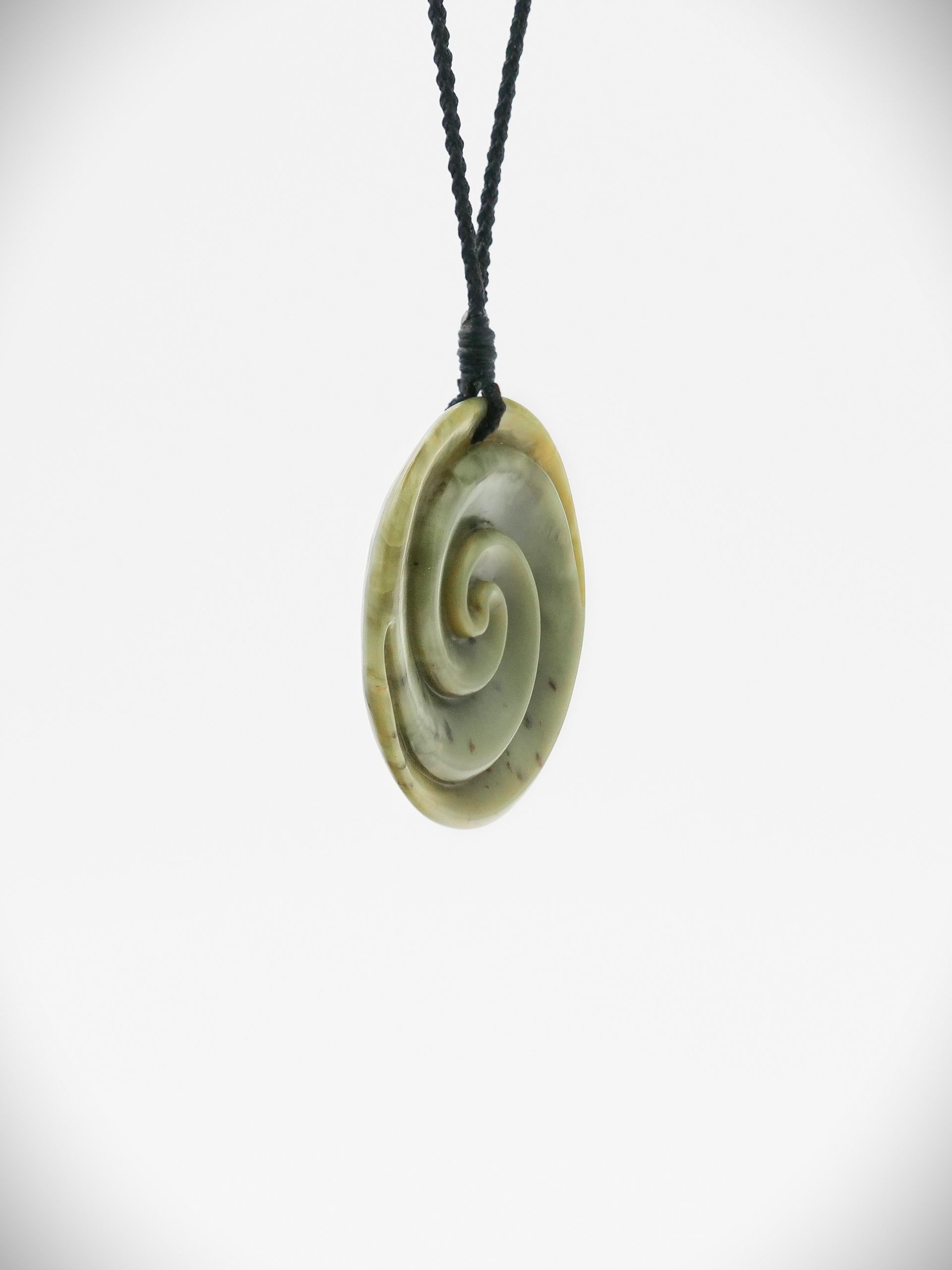 Moko Pounamu Double Koru Genuine NZ Inanga Greenstone - Te Horo