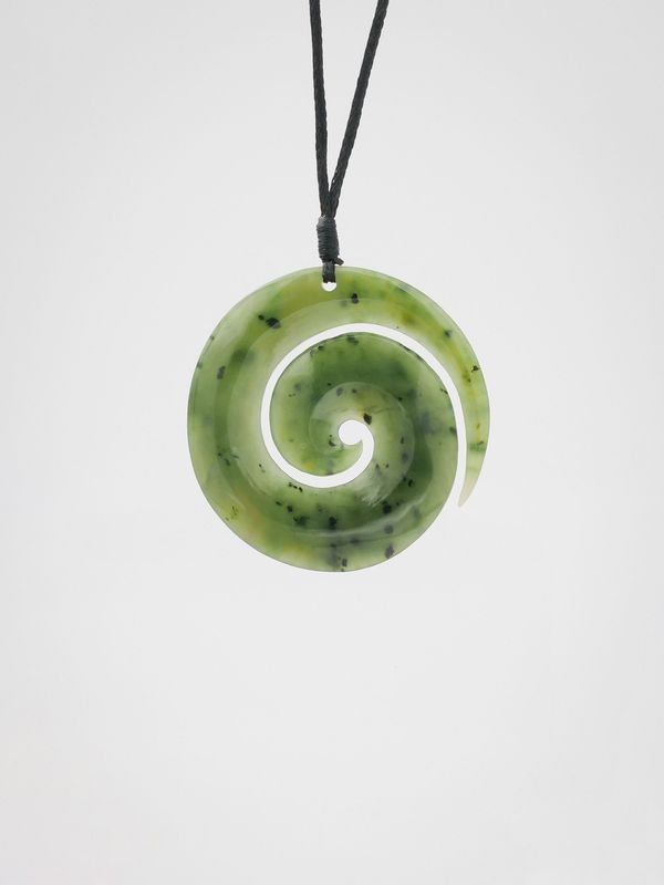 Moko Pounamu Koru NZ Genuine Kawakawa Greenstone - Hangaroa