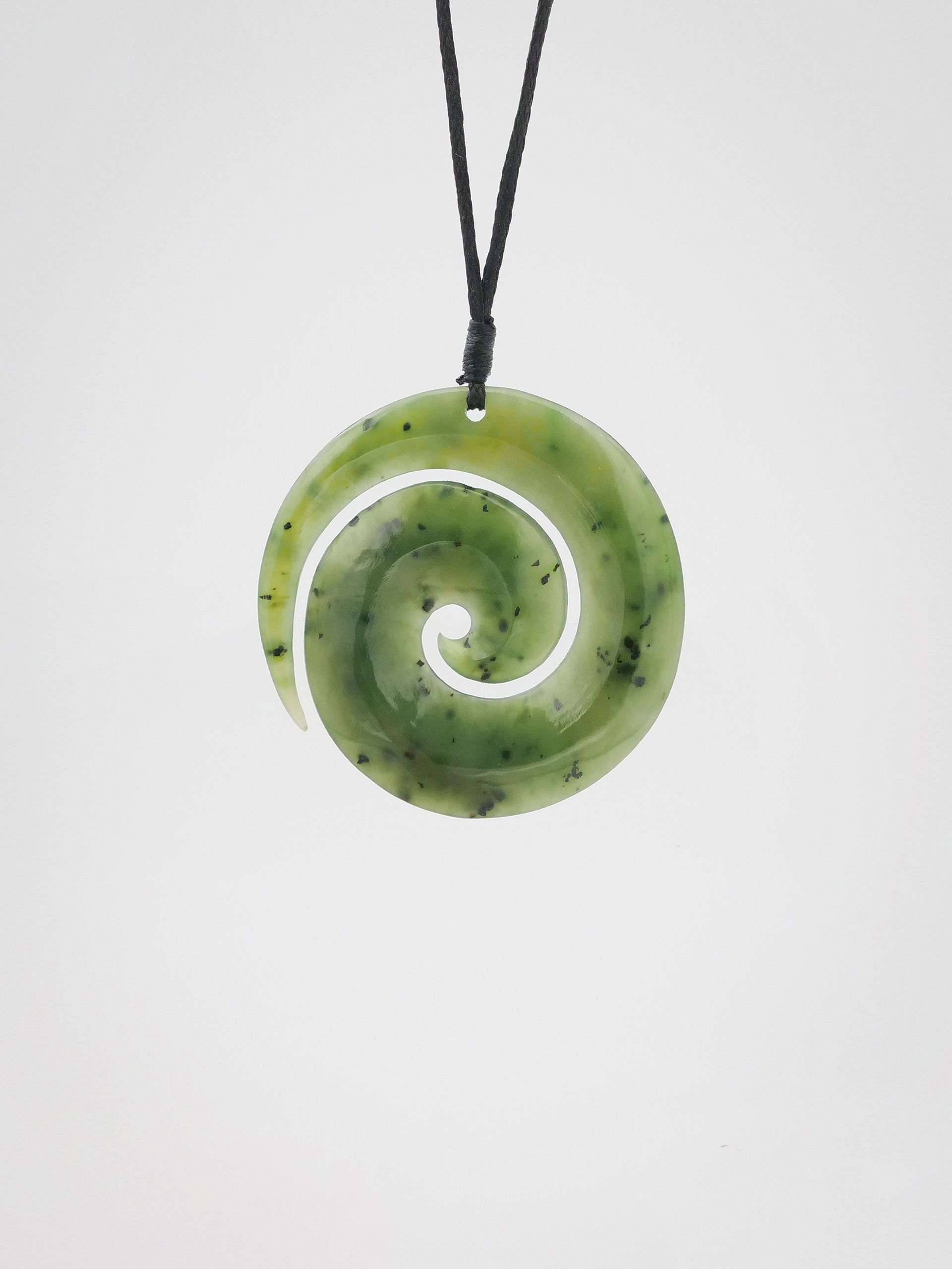 Moko Pounamu Koru NZ Genuine Kawakawa Greenstone - Hangaroa