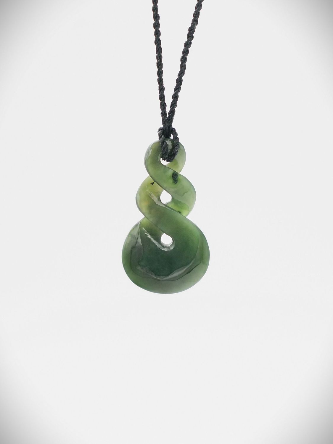 Moko Pounamu Double Pikorua (Twist) NZ Genuine Kawakawa Greenstone - Waotu