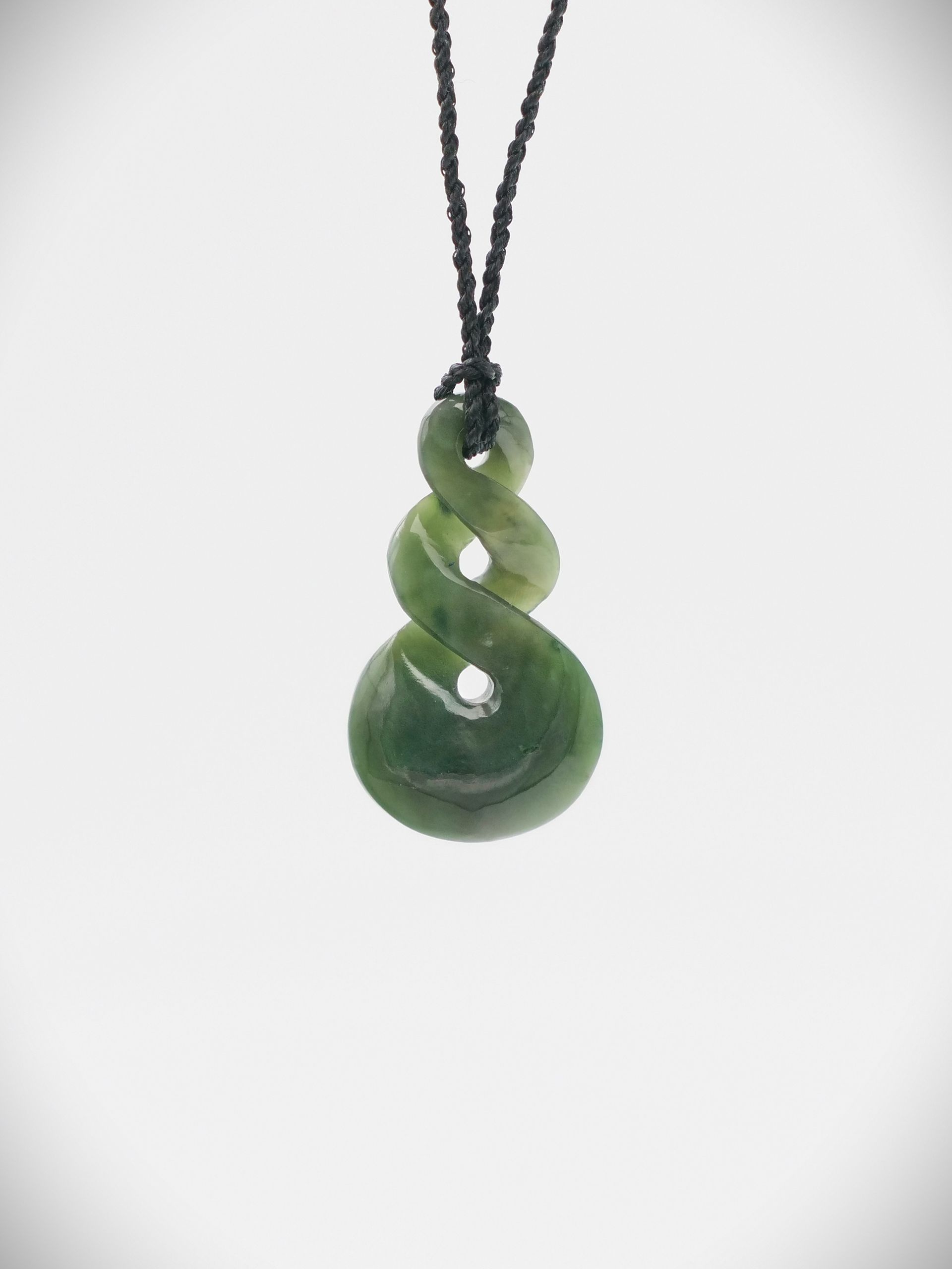 Moko Pounamu Double Pikorua (Twist) NZ Genuine Kawakawa Greenstone - Waotu