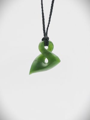 Moko Pounamu Single Pikorua (Twist) Genuine NZ Kahurangi Greenstone - Apata