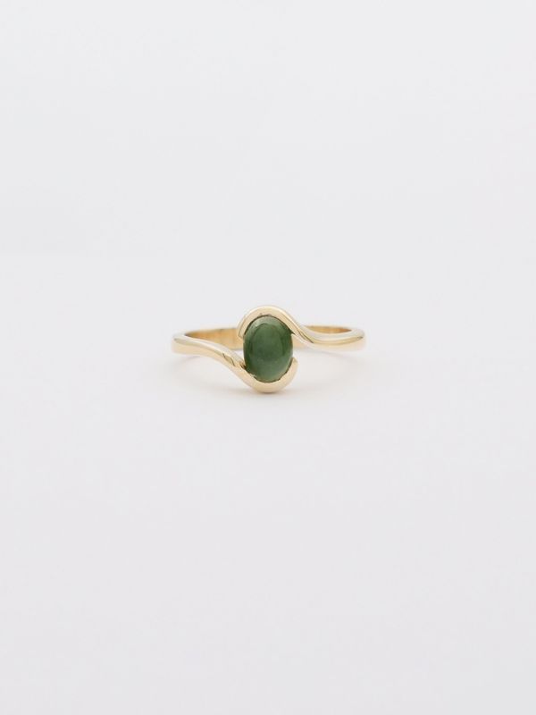 Moko Pounamu Gilt Jewellery Kahurangi Pounamu & 9ct Gold Ring 18620