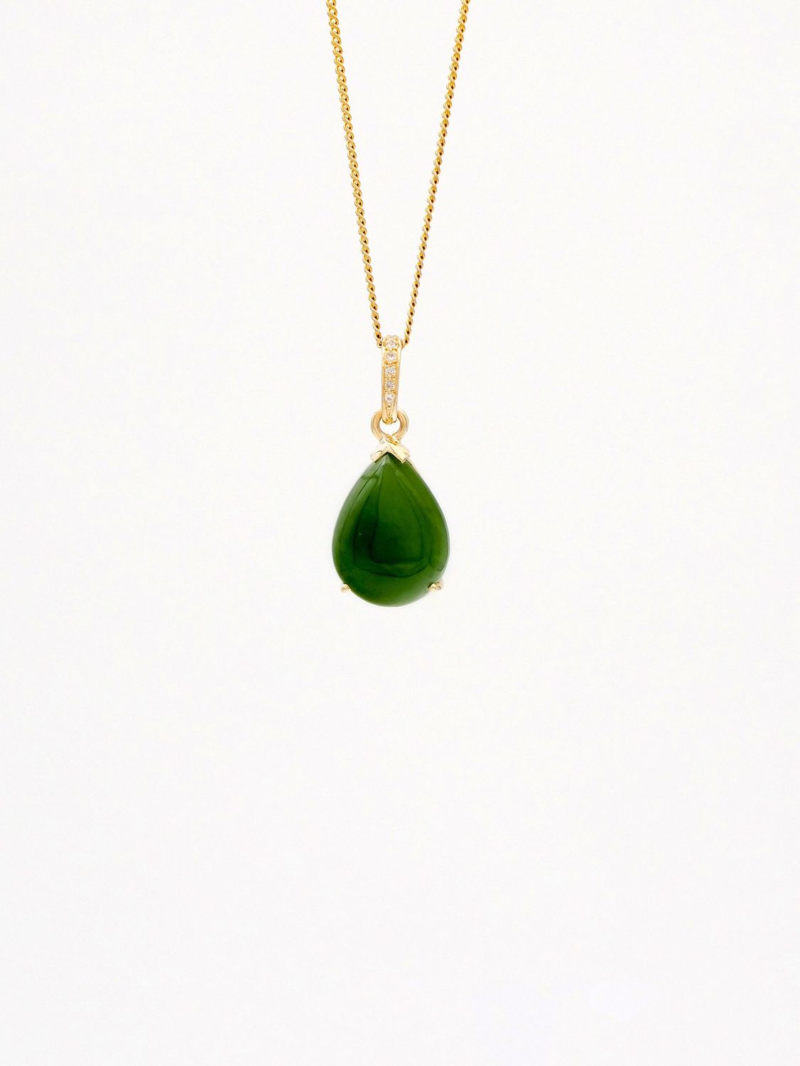 Moko Pounamu Genuine NZ Kahurangi Greenstone & Diamond 9ct Gold Pendant - Waotu